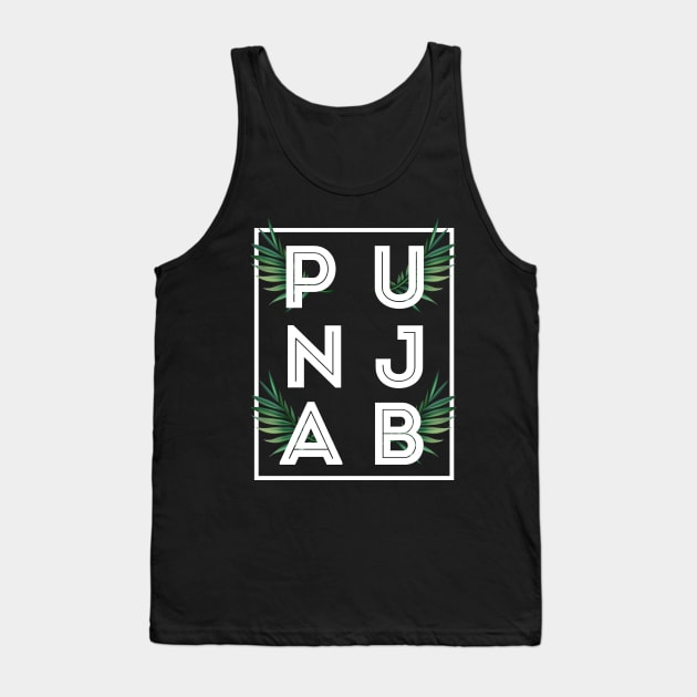 PUNJAB BOLD TYPO WITH GREEN LEAF - the LAND OF FIVE RIVERS Tank Top by PUNJABISTYL